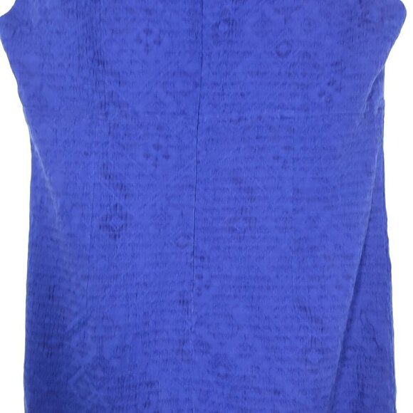 Trina Turk Women's Sheath Dress Embroidered Cotton Linen Cobalt Blue Size 12 - Picture 10 of 12